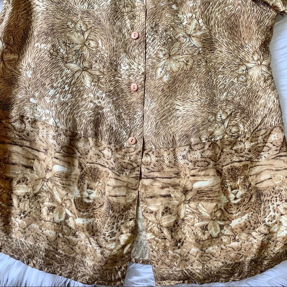 Vintage 90’s Silk Leopard Python Jungle Print Blouse Small - Picture 8 of 11